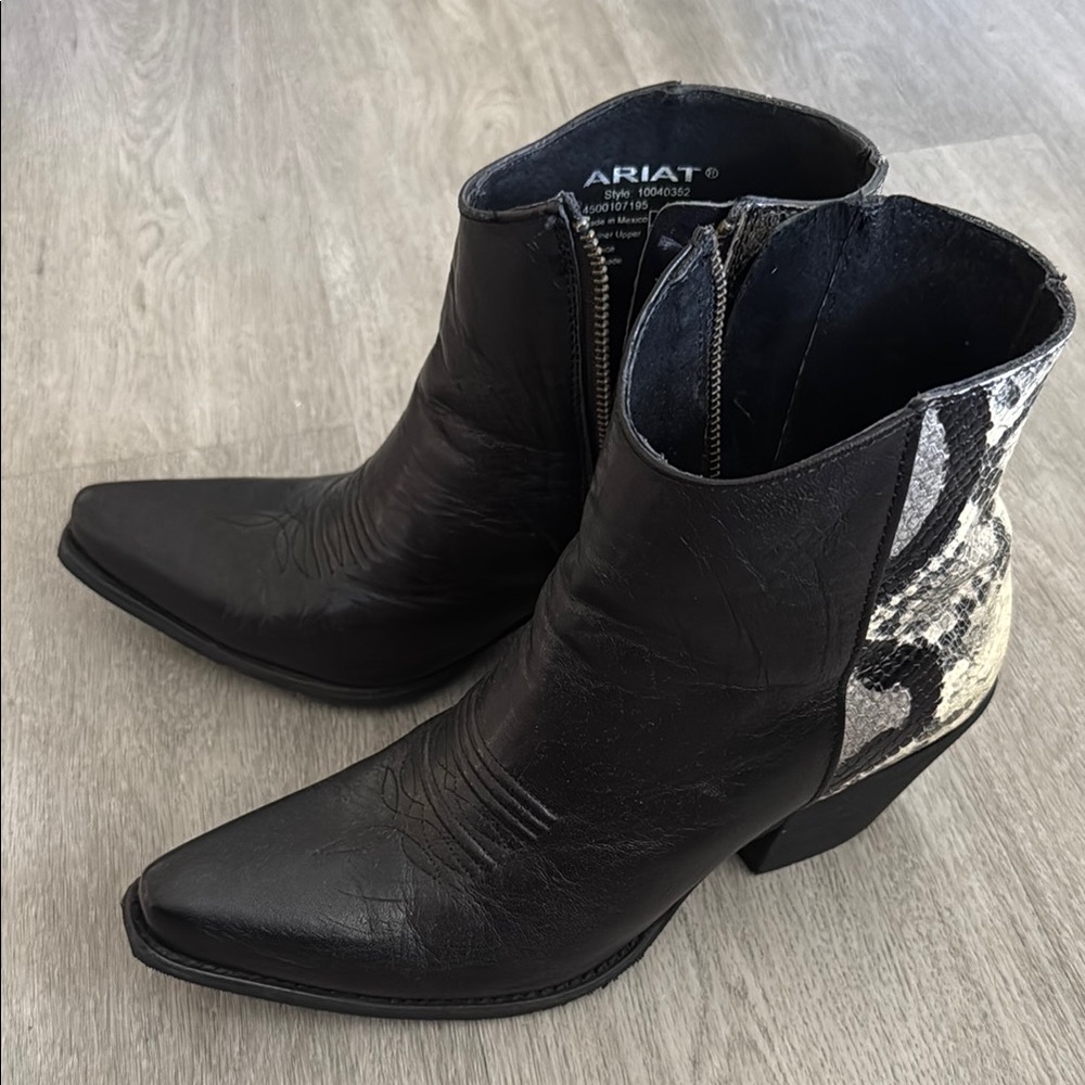 Ariat Black and Gray Ankle Booties with Western Flair